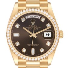 Rolex President Day Date Yellow Gold Diamond Mens Watch 128348
