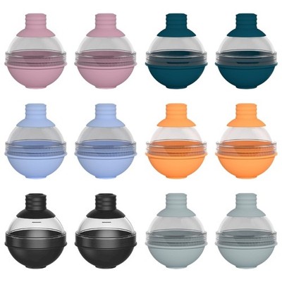 Pack of 2 Space Saving Ice Ball Trays With Lid Silicone Ice Ball Maker Accessory