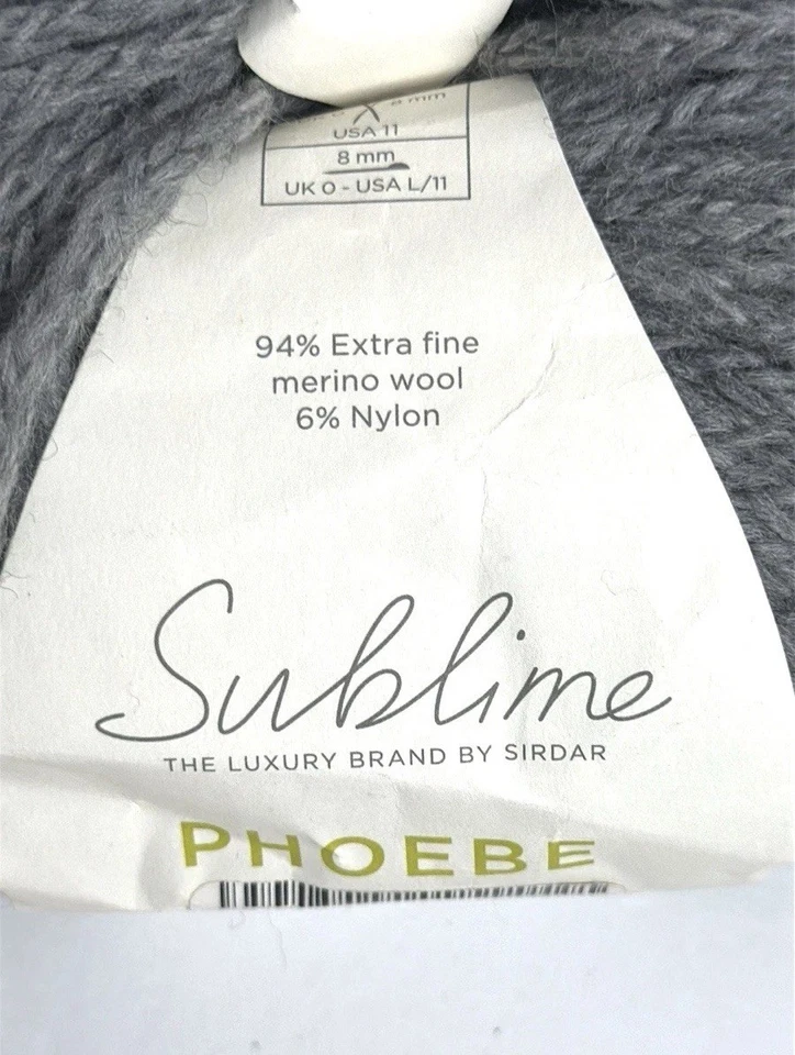 5 Skeins of Sublime By Sirdar Phoebe Gray Chunky Yarn Wool Italy 40 g 96 m Each - Image 4 of 4