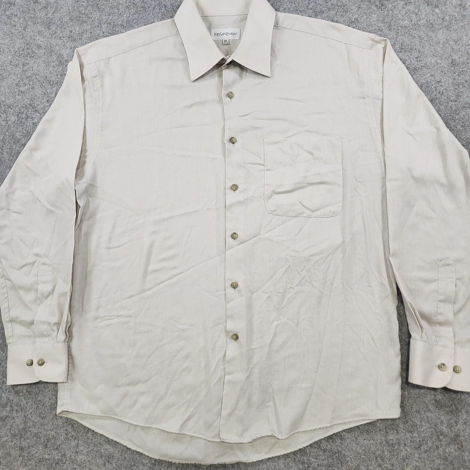 Yves Saint Laurent Shirt Mens 16.5 Large Long Sleeve Button Up Pocket Classic - Image 3 of 4