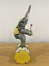 Vintage Wind Up Tin Circus Elephant On Drums
