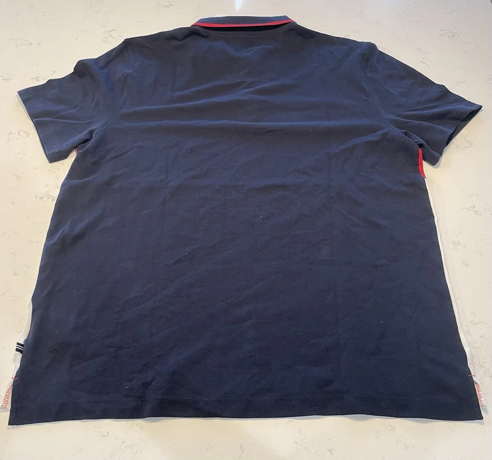 Nautica Polo Mens XL Red/Navy Blue/White Cotton Short Sleeve Shirt - Image 2 of 4
