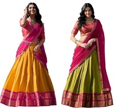 Indian Georgette Floral Print Lehenga Choli Set Unstitched Blouse For Women