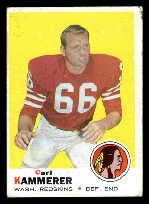 1969 Topps #158 Carl Kammerer - Washington Redskins (Low Grade)