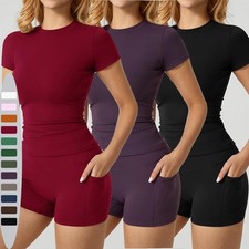 Women  s 2 Piece Workout Set with pocket Activewear Matching Pilates Yoga Outfits