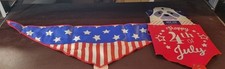 4th of July American Flag Patriotic Reversible Bandana S/M Dog, Length 20"