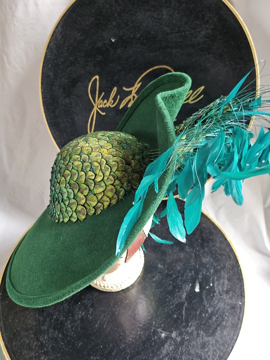 Original Jack McConnell Green Peacock Feather Hat Wool  display picture 1