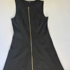 Ann Taylor Women’s Black Zipper Front Sleeveless Dress Size 8 Cocktail Party LBD