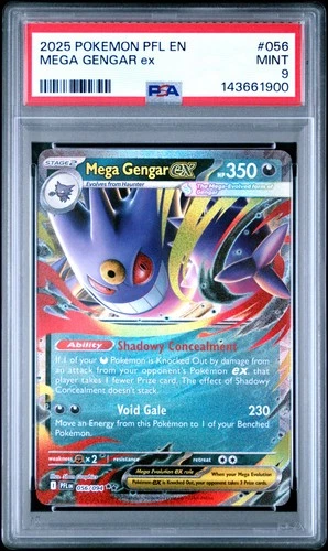 2025 POKEMON PFL EN-PHANTASMAL FLAMES #056 MEGA GENGAR EX PSA 9