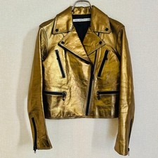 Vintage John Lawrence Sullivan Gold Leather Rider Jacket Womens Size 6 L Japan