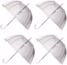 4 Pack Clear Dome Umbrellas Transparent Bubble Rain Wedding Brolly