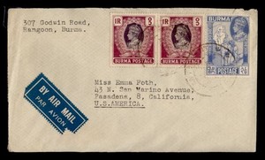 DR WHO 1947? BURMA RANGOON AIRMAIL TO USA R78705
