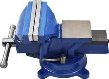 findmall 4" Bench Vise with Anvil 360 Swivel Locking Base Table top Blue 