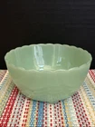 Vintage Fire King Jadeite Glass Bulb 3 Footed Bowl Scalloped Candy Dish 5-1/4”