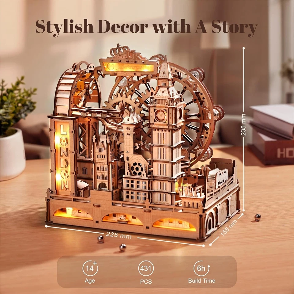 ROKR 3D Wooden Puzzle Marble Travel London  Build Adult DIY Model Kit Home Decor - Image 4 of 4