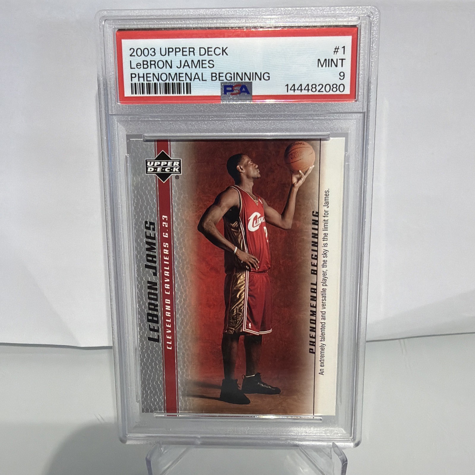 Rookie RC 2003 Upper Deck Lebron James Phenomenal Beginnings #1 PSA 9 LAKER CAVS view 1