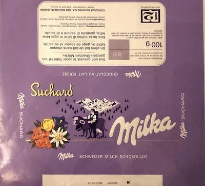 Vintage Swiss Chocolate Suchard Milka Candy Wrapper (1981)
