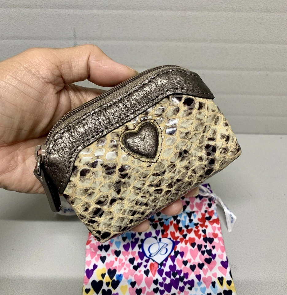 Mini Monedero Brighton Vintage Cocodrilo Grabado Gris/Beige~¡Lindo! Foto 2 de 4