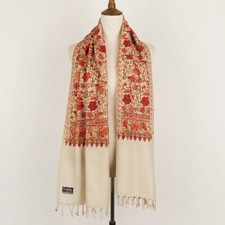Kashmiri Gagan Shawl 100 Pure Kashmiri Wool Floral Embroidered Fringe Wrap