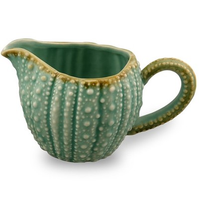 Turquoise Urchin Creamer 5.5 Inch Long x 3.75 Inch Wide Ceramic Serving Pitcher