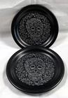 2 New Homer Laughlin Fiesta Black Skull and Vine Appetizer Plates 6.5" Calavera