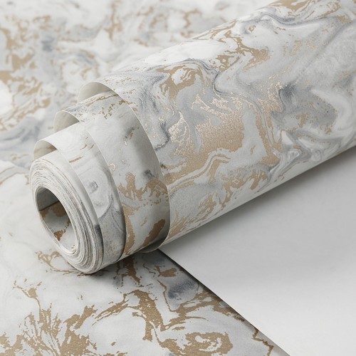 Silver Grey Marble Metallic Wallpaper Ripple Liquid Swirl Effect Shimmer Texture - Picture 11 of 38