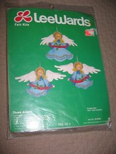 Vintage Lee Wards Felt Christmas Ornament Kit 3 Angels Sequin Bead SEALED
