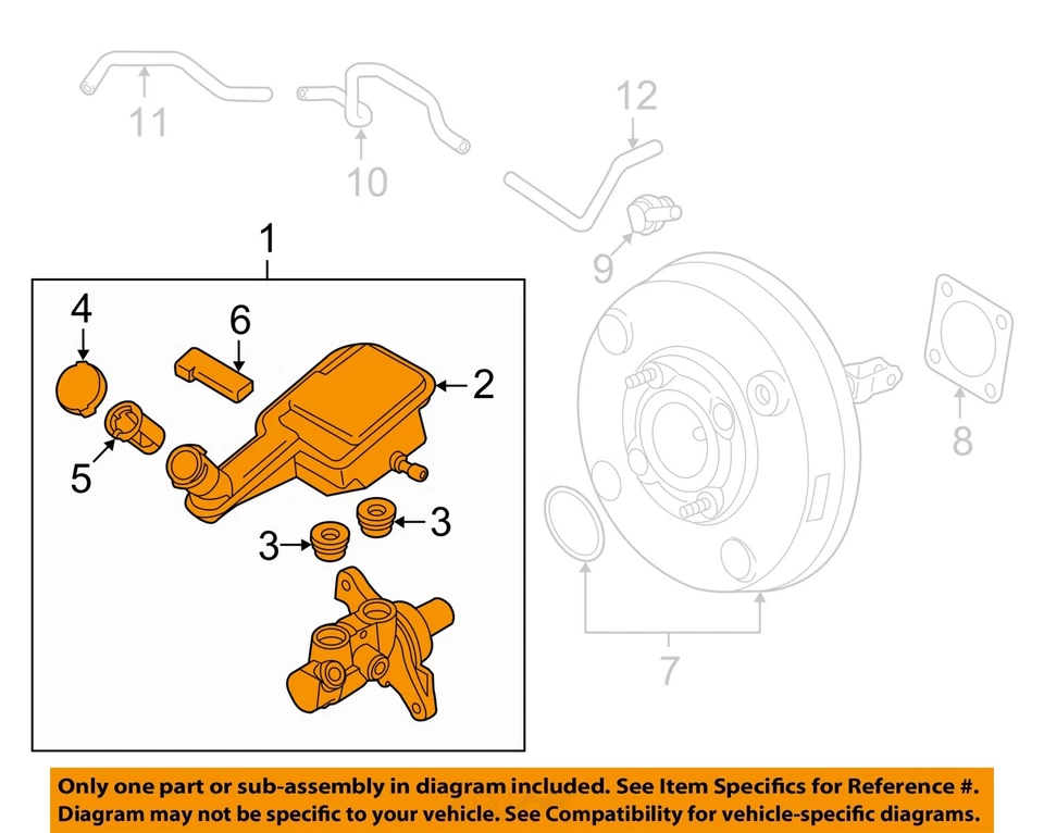 Used Brake Master Cylinder fits: 2012 Nissan Versa Sdn AT CVT Grade A - Изображение 3 из 4