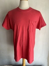 BVD Official Vintage Men's Blank Red Salmon Pocket Tee T-Shirt Size XL (46-48)