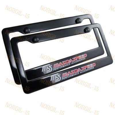 X2 MS MAZDASPEED ABS License Plate Frame with Cap For Mazda 3 6 Miata RX7 RX8