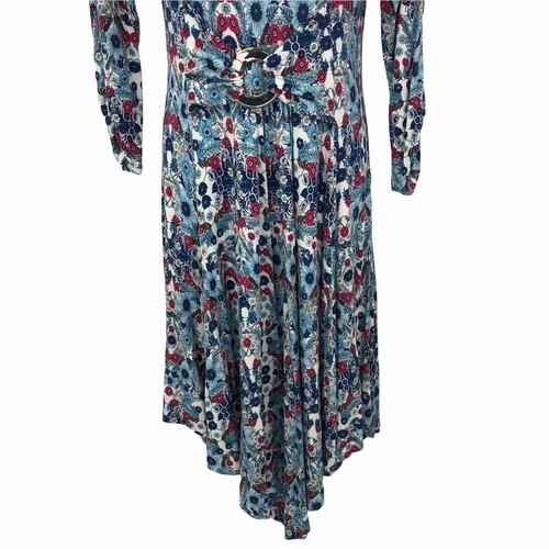 Floral Midi Dress Womens Size M Asymmetric Hem Liz Lange Maternity - Picture 3 of 12