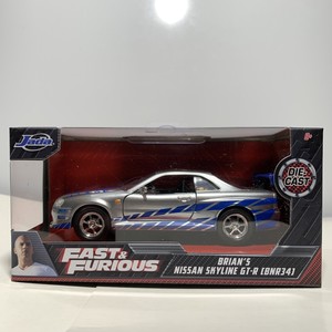 Jada Fast Furious Brian S Nissan Skyline Gt R R34 Silver Blue 1 24 Scale Ebay