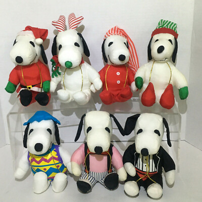 Vintage Holiday Nylon Plush Snoopy Gift Card/Box Holders Lot of
