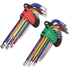 9/18pcs Hex Key Allen Wrench Set Color Coded Metric Ball End Torx Star Long Arm