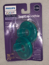 Philips Avent Super Soothie Pacifier, Green, 3 months, 2 Pack, X 2 4 pacifie 