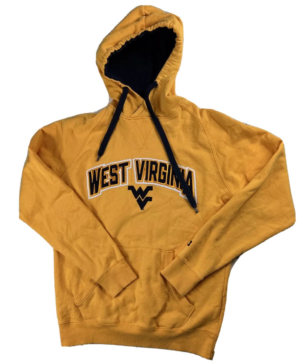 West Virginia University Champion Authentic Hoodie Yellow Mens S Embroidered