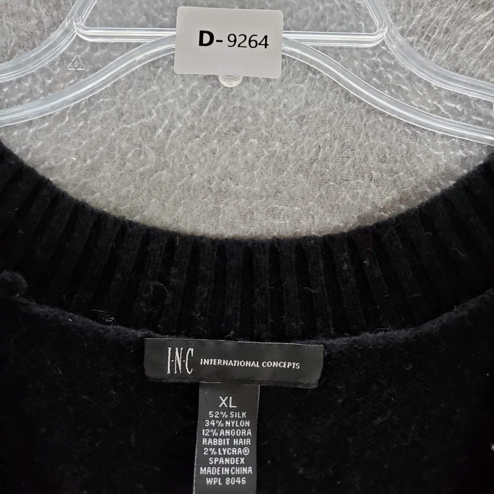 INC Women Dress XL Black Knit Sweater Silk Angora Blend Scoop Neck LBD - Image 3 of 4