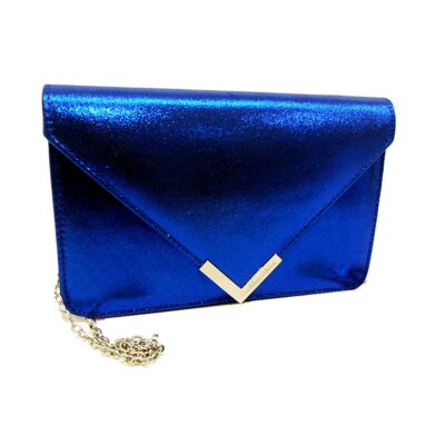 Borsa Anna Cecere aca082 raso blu cina chiusura gioiello strass oro