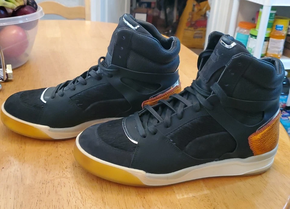 Alexander McQueen X PUMA High-top sneakers US 9 Auth Womens Black Gold Silver - Image 3 of 4