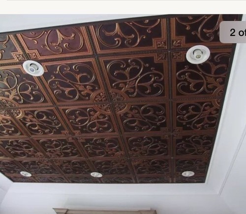 # 204 - Antique Copper 2'x2' PVC Decorative Ceiling Tile Glue Up/Grid - Picture 2 of 3