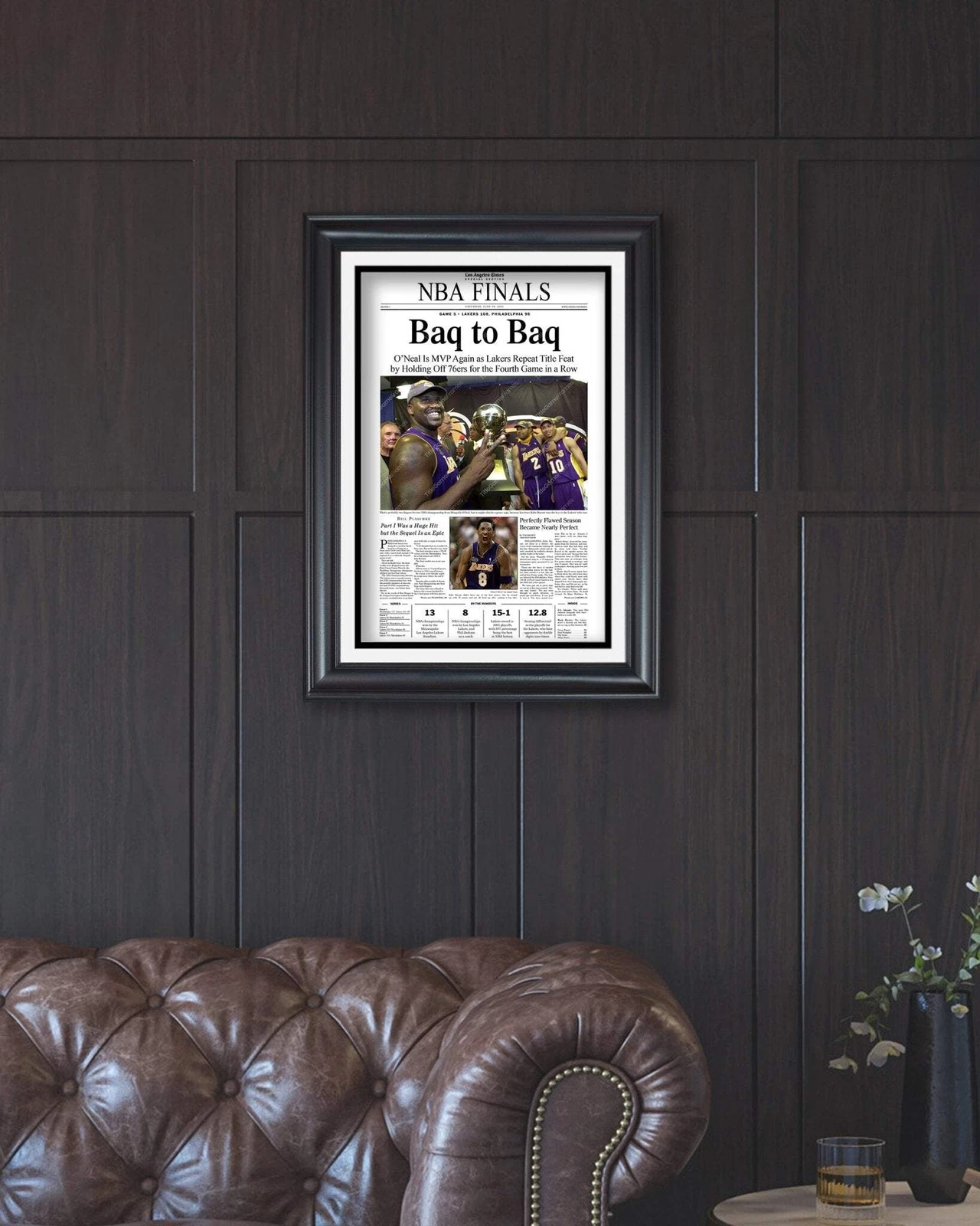 2001 Los Angeles Lakers NBA Champion UnFramed Front Page Newspaper Print