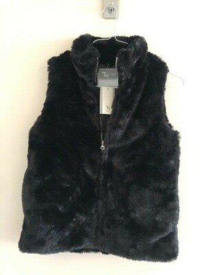 Girl's Sainsbury's Tu faux fur black gilet waistcoat, age 11-12
