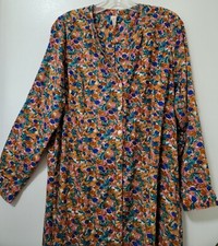 Raga Shirt Dress Womens XLarge Floral Print Combo V-neck Long Sleeve Cover Up 