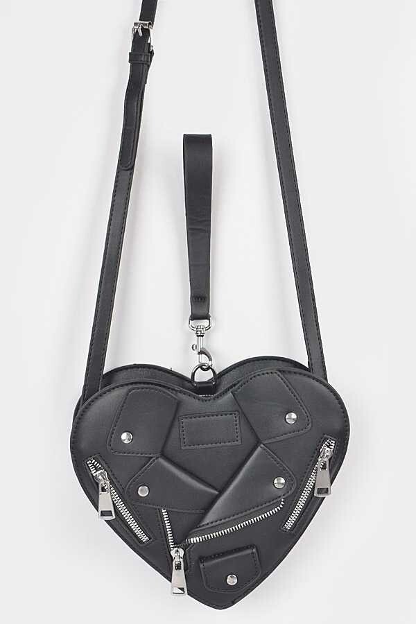 BNWT Brand New Heart Shape Biker Jacket Crossbody Clutch Bag 