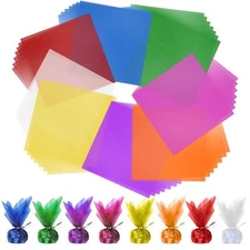 Cellophane Wrap 160pcs Cellophane Sheets 8 Multi-Colors Colored Cellophane 7....