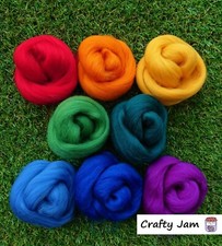 Needle Felting Bright Tones Corriedale, Felting Wool, Rovings 53g