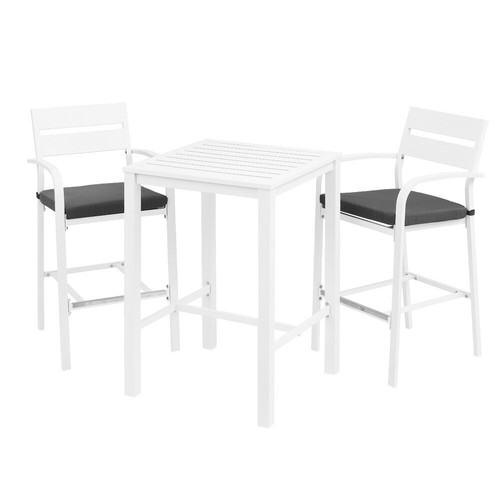 Gardeon Outdoor Bar Set Stools 3-Piece Dining Chairs Table Patio Aluminium Patio - Picture 4 of 7