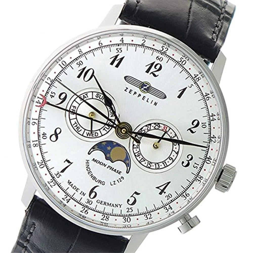 Breguet — ZEPPELIN Watch 7036-1 Hindenburg quartz Silver-dial Leather Belt NEW