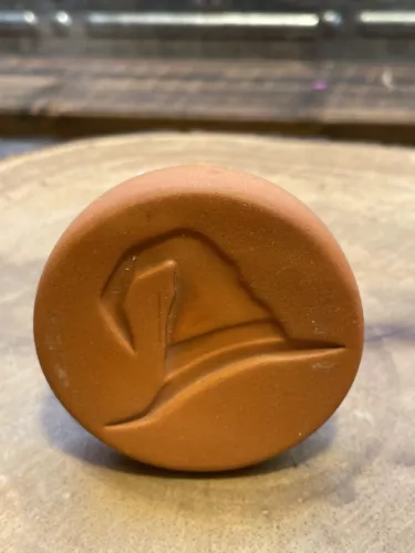 Witch Hat Terra Cotta Halloween Cookie Stamp Press Glazed Handle