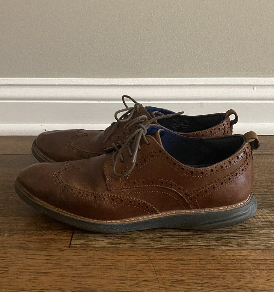 SAOLA Scarpe Oxford Cole Haan da uomo marroni castagno Grand Evolution C26385 Wingtip taglia 10M